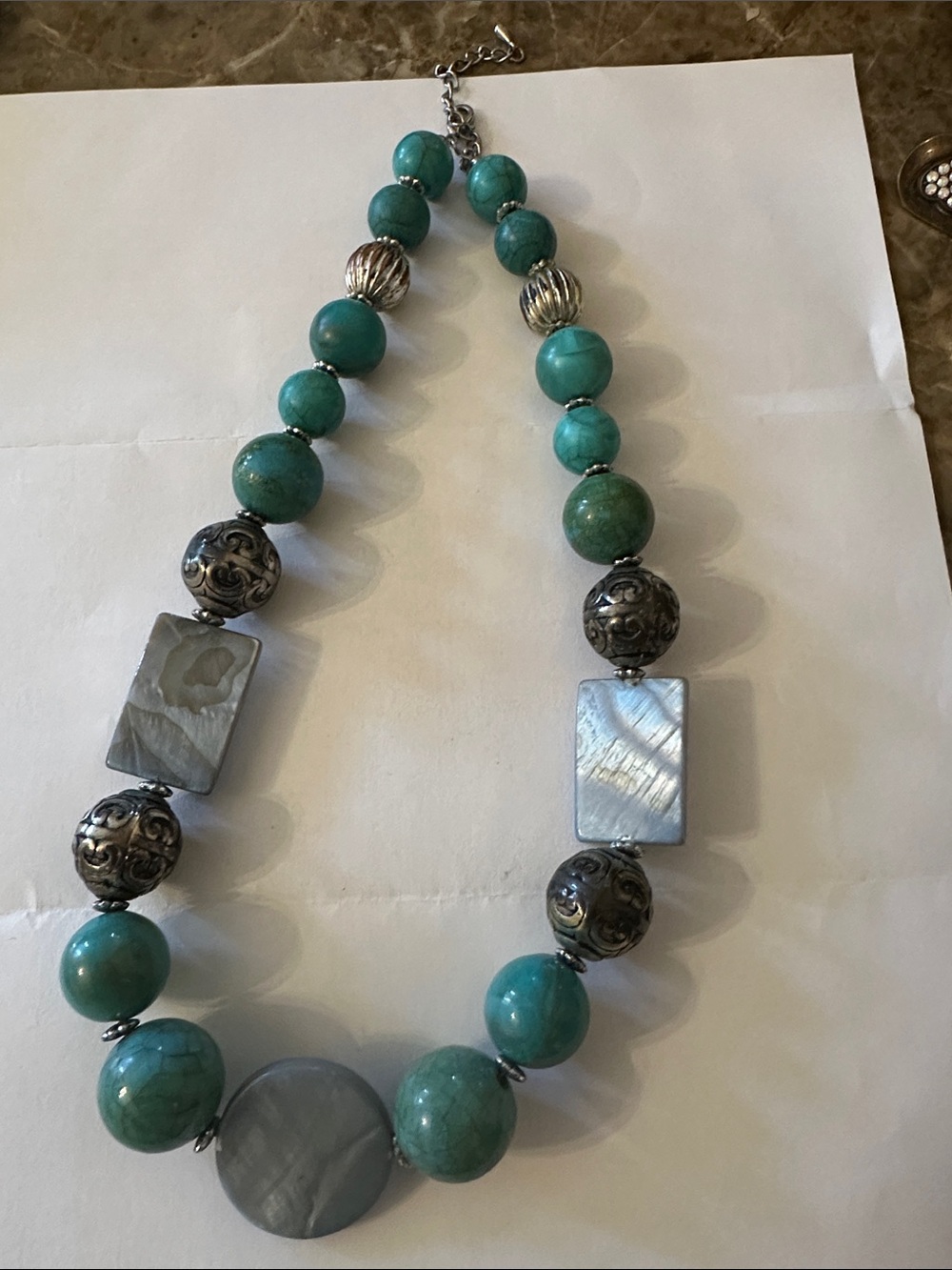 Turquoise Bead Statement Necklace by